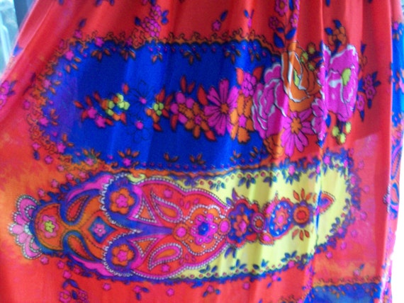Colorful Flower and Paisley Print Skirt - image 5