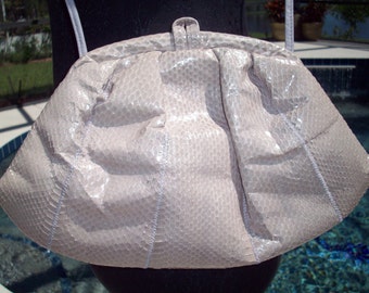 Light Creamy Taupe Snake Skin Purse