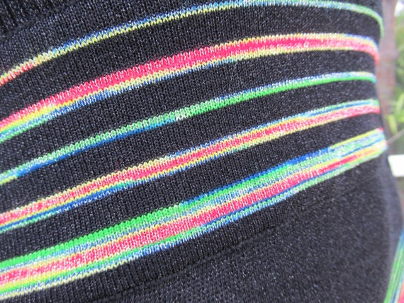 Vintage Long Black with Colorful Metallic Stripes… - image 5