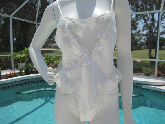 Vintage White Sheer, Sequined Victoria Secret Bod… - image 1