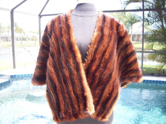 Vintage Brown/Caramel Fur Stole/Cape/Wrap/Shrug