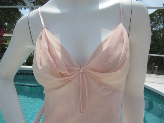 Vintage Pink Spaghetti Strap Night Gown Lingerie … - image 2