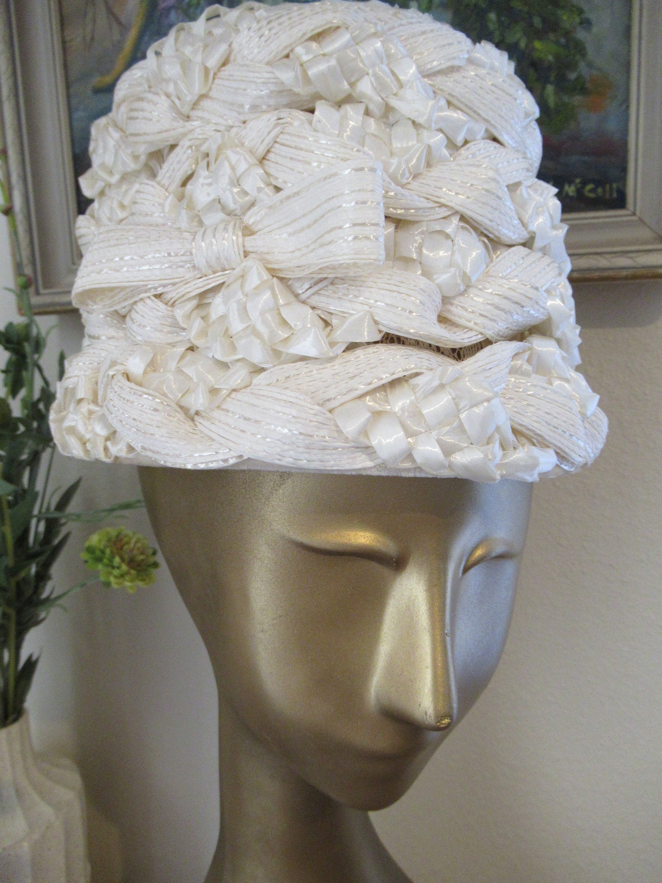 Cream Straw Pillbox - Etsy display picture 1