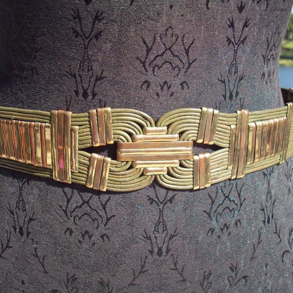 Gorgeous Brass and Leather Belt withmatching Bracelet