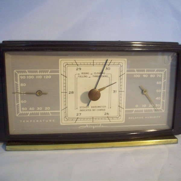 Vintage Art Deco Style Airguide with Temperature, Relative Humidity, Barometer