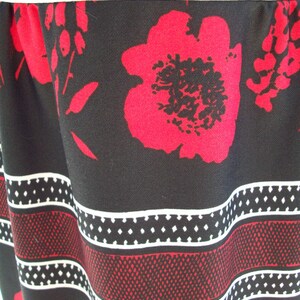 Vintage 1970s Long Black, White and Red Flowered Maxi Dress image 3
