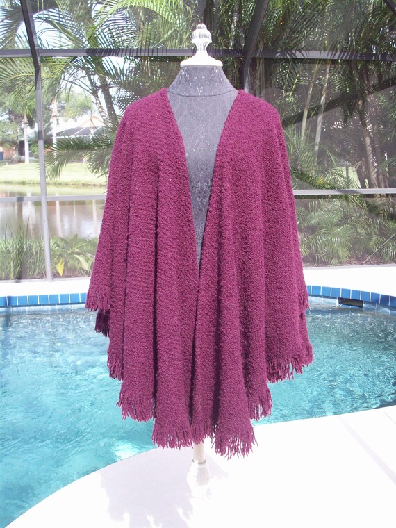 Wool Burgundy Cape/Shawl/Coverall by Weave O' The… - image 3