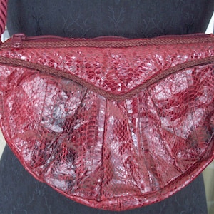 Monedero vintage de piel de serpiente burdeos/rojo