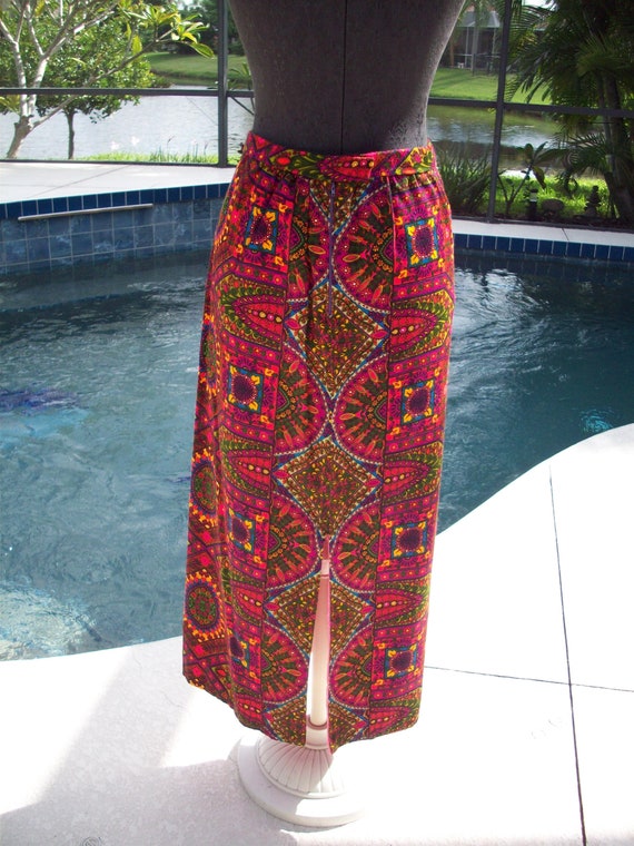 Vintage Flower Power Pretty Bright Long Skirt - image 7