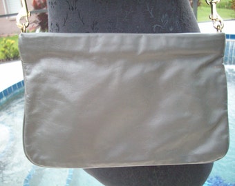 Grey Leather Purse/Clutch