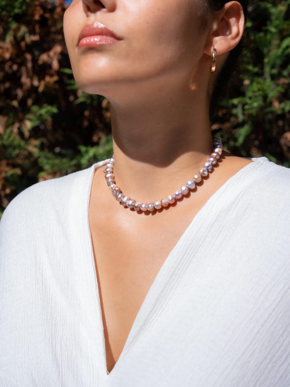 Purple Pearl Choker, Handmade Freshwater Pearl Necklace | Gift for Mother’s Day