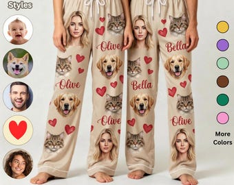 Pantalones de pijama personalizados con cara, pijamas con foto personalizada, regalo de cumpleaños para novia, regalos del Día del Padre, regalo del Día de la Madre, regalo para la familia