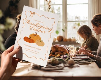 Thanksgiving Dinner Invitation | Editable Fall Harvest Template | Printable Autumn Invite | Printable Instant Download