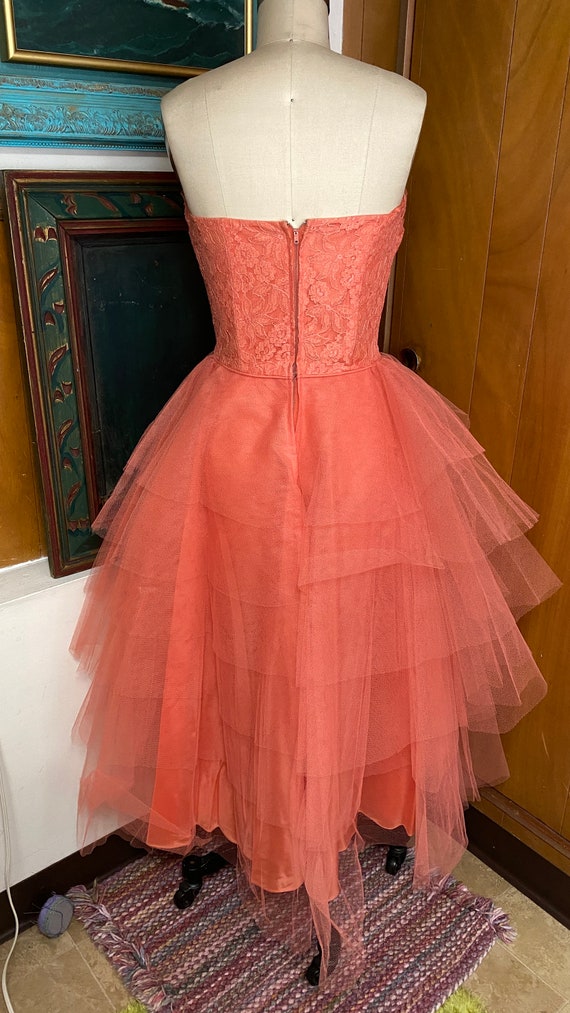 VTG Crinoline Tulle strapless Dress Sz 4 2 xs 26"… - image 5