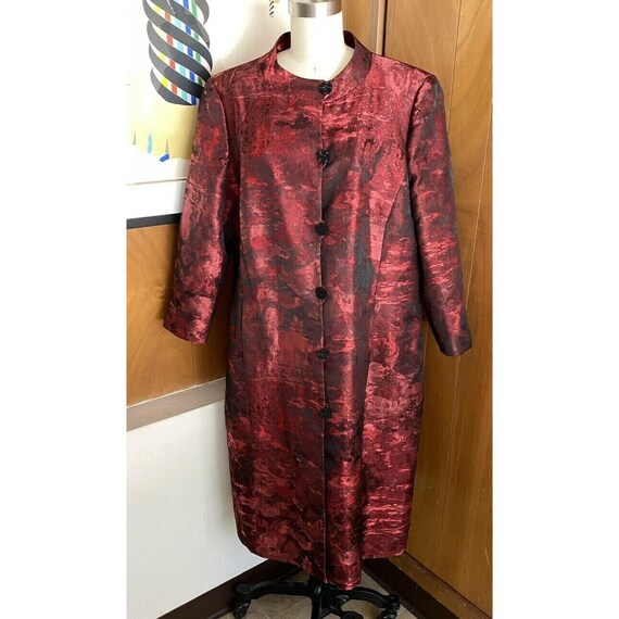 Albert Nipon Coat Sz M L Jacquard Button Lined Ne… - image 4