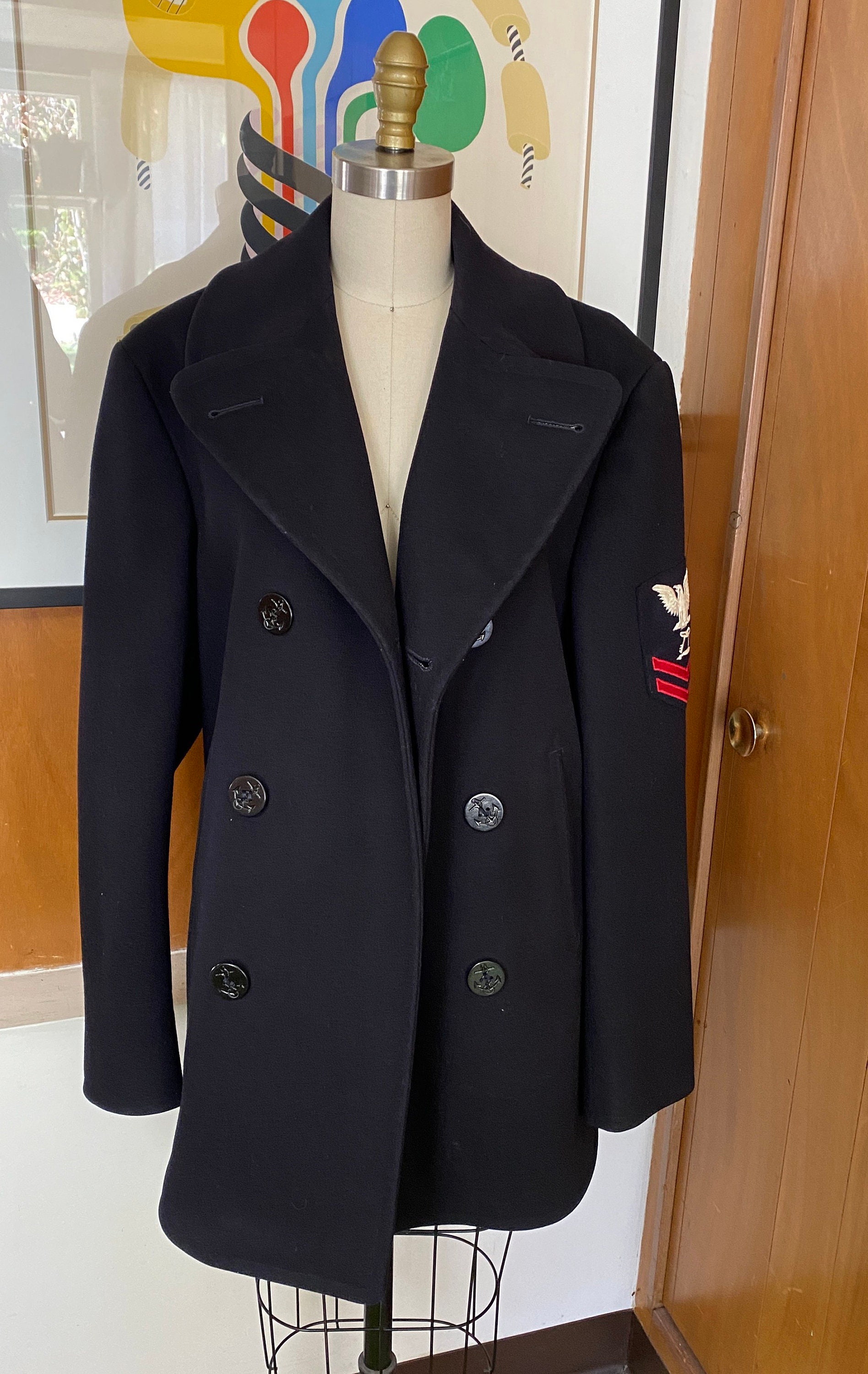 Vintage Wool Melton Peacoat 36R US Navy Patch USN Coat Men - Etsy