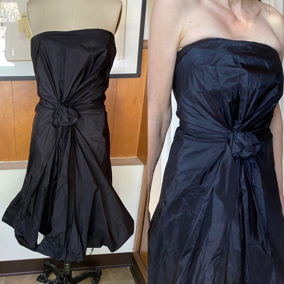 MARC JACOBS Silk Taffeta Prom Strapless Dress Sz black bow