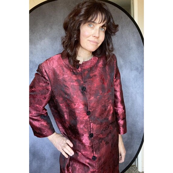 Albert Nipon Coat Sz M L Jacquard Button Lined Ne… - image 5