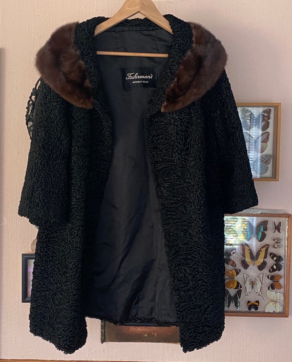 Fuhrman's Beverly Hills real Fur Sz L Curly Lambs… - image 3