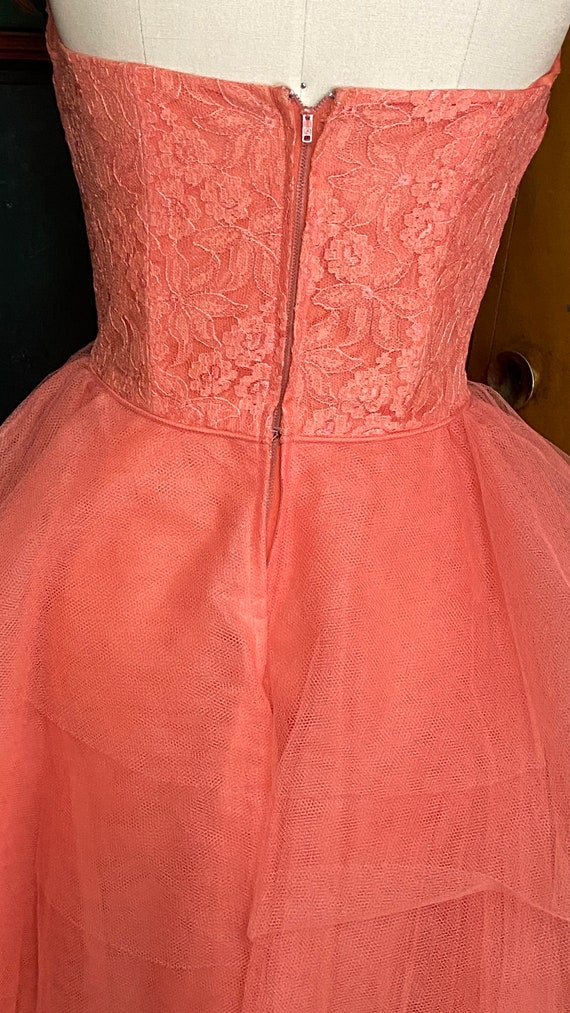 VTG Crinoline Tulle strapless Dress Sz 4 2 xs 26"… - image 6