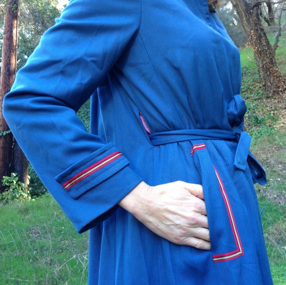 VTG Military Trench Cape Coat Red stripe trim epa… - image 8