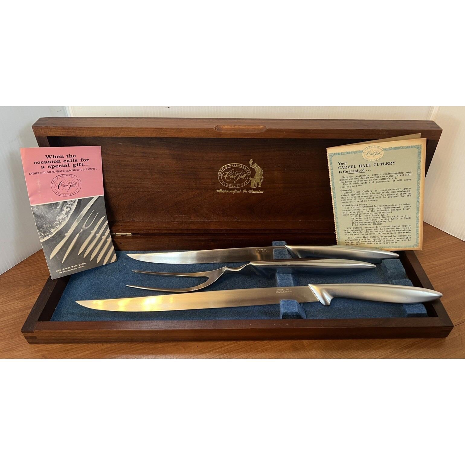 Carvel Hall Chas D. Briddell 3 Piece Carving Knives Fork Set