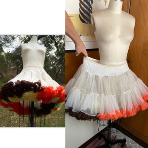 VTG Tutu colorful white mini Skirt Petticoat Crinoline Dance Clown Costume Sz M L XL Sams