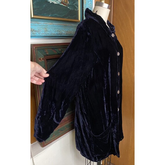 CACHACA Velvet Jacket Sz M long layer top blue na… - image 9