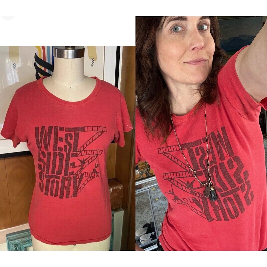 Vtg West Side Story Tshirt Sz Xs S Red Imperfect 70's Tee Shirt