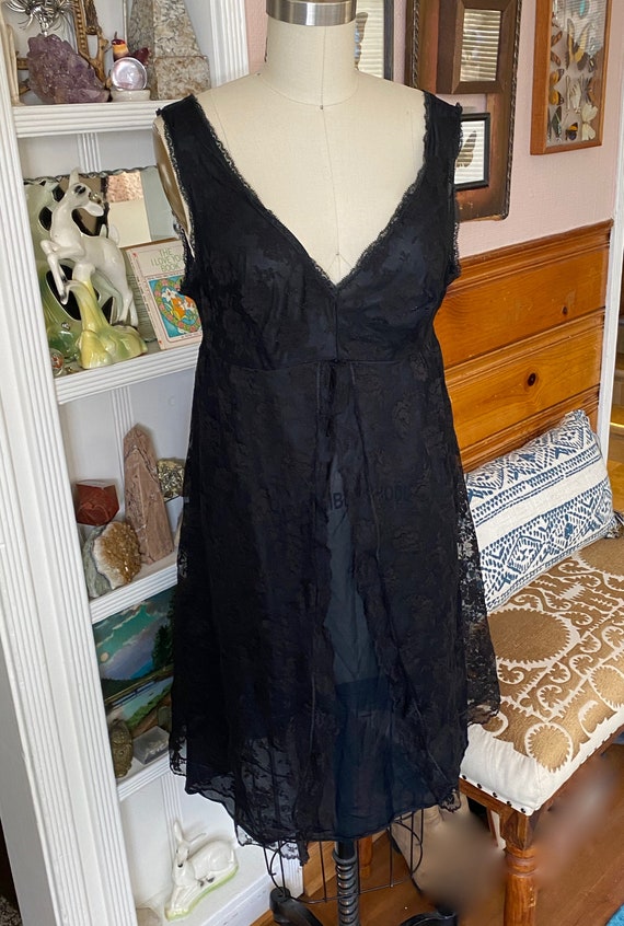 VTG Glydon's Hollywood black Negligee Lace Sz M L… - image 5