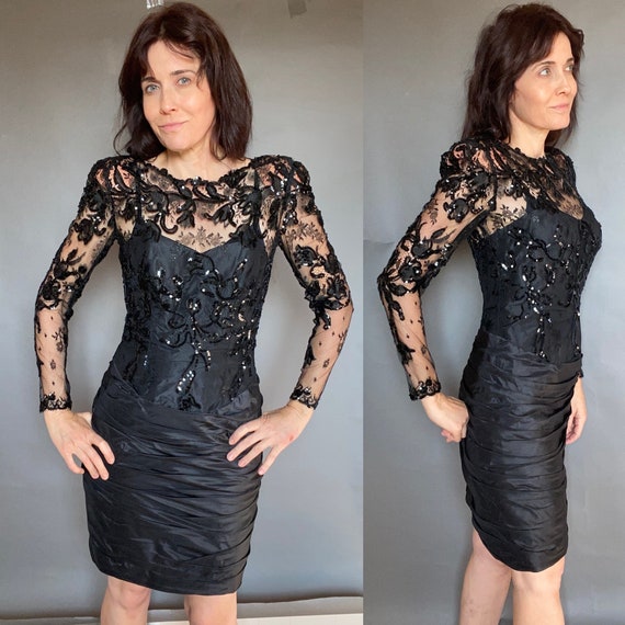 MIGNON Couture Sz S sequin lace Party Cocktail Wi… - image 1