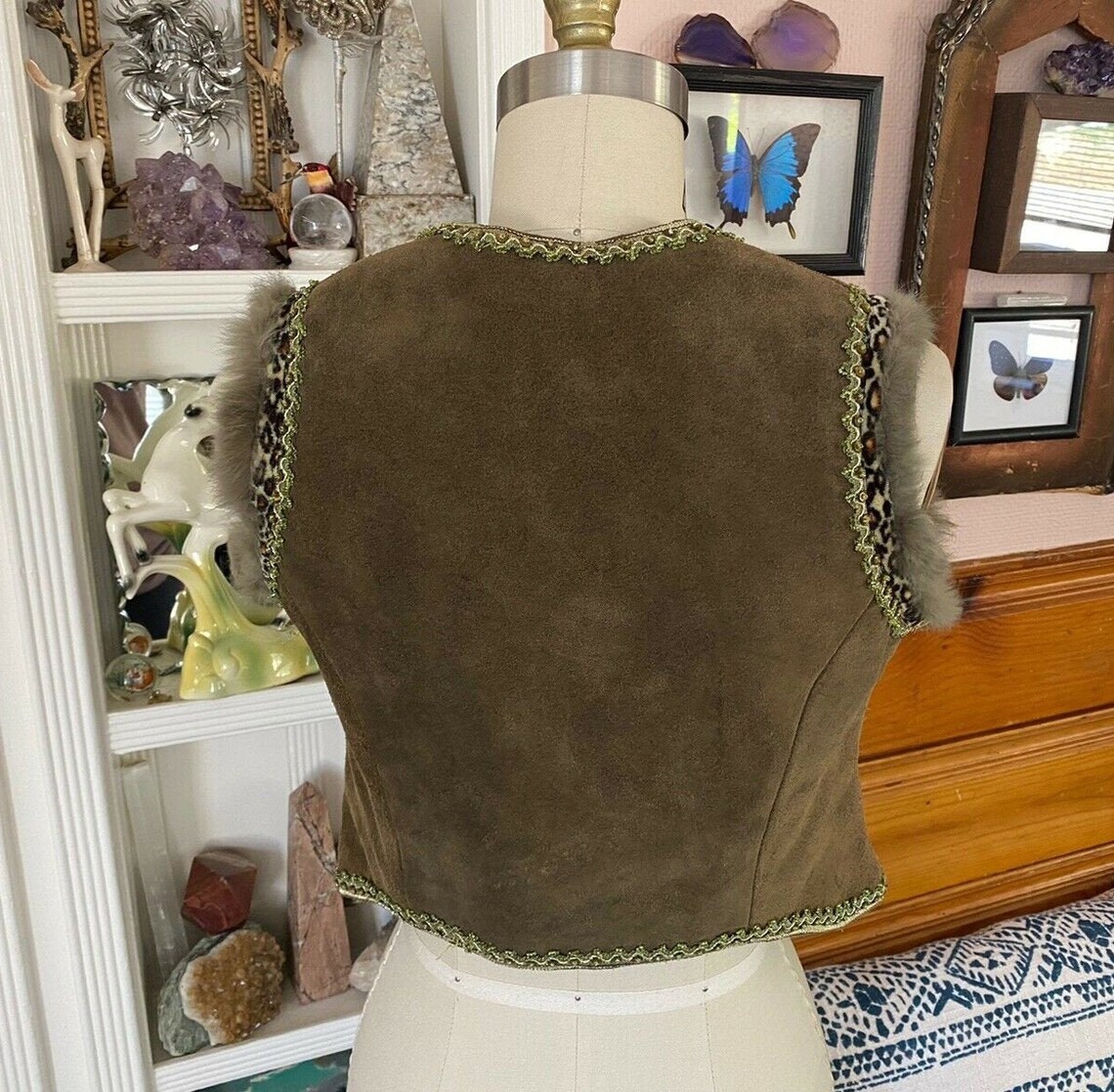 Grunge Voyage Suede FUR Vest Bustier Corset Handmade Sz M - Etsy