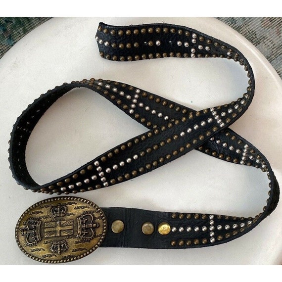 Leatherock Black Belt with Gold Studs Crystal and Stud 4 Strand Hip Belt – Leatherock main image 3