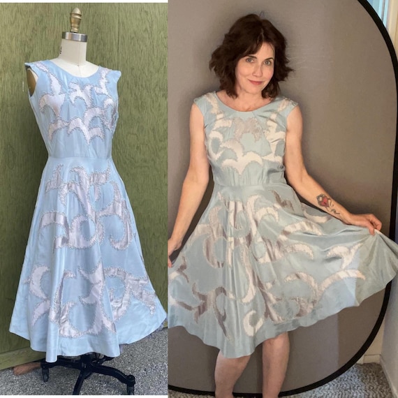 sachin and babi light blue dress Retro Pinup Vintage Inspired Dresses – ElleRebel main image 1