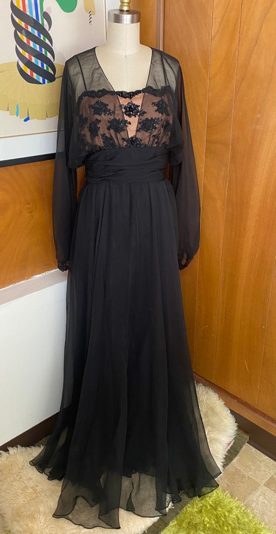 VTG Sequin Gown Dress Dynasty Sz 4 maxi sequin sh… - image 2