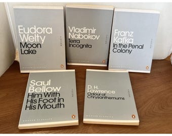 Lote de 5 minilibros de clásicos modernos de Penguin, Franz Kafka, Saul Bellow, Nabokov, Welty, D.H. Lawrence, Saul