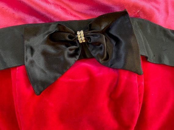 Laura Ashley 80’s Red Velvet Formal prom Bow Dres… - image 8