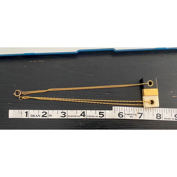 Vtg DOMINO plastic gold tone Necklace choker 16" … - image 9