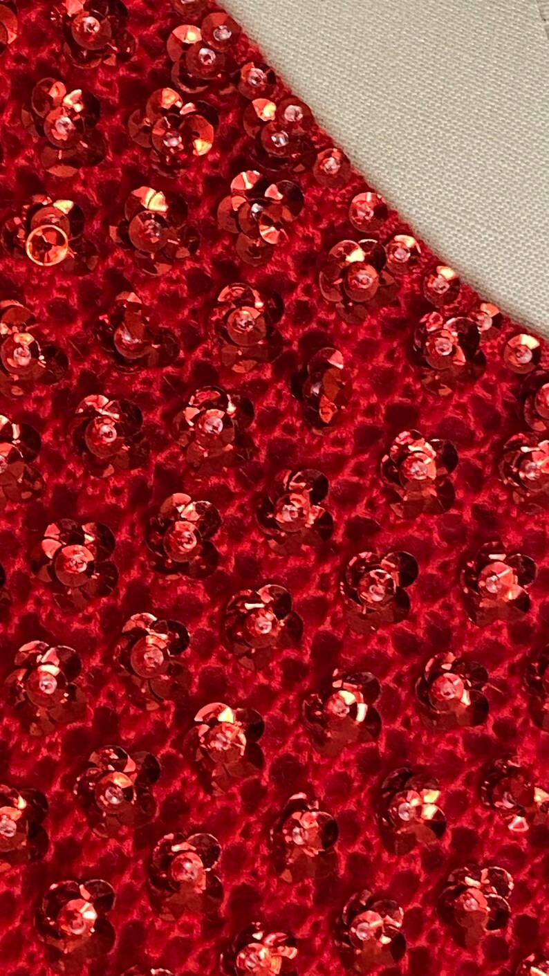 Hong Kong Vintage Red Sequin Sz L M 12 10 Forecast Wool Top 70/'s 80/'s Evening Sweater beaded flower Disco Cocktail Holiday Shirt by May Co