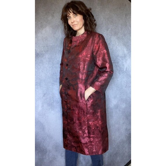 Albert Nipon Coat Sz M L Jacquard Button Lined Ne… - image 2