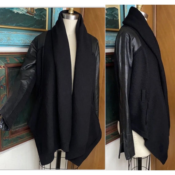 KAUFMANNFRANCO Lambskin Leather Sleeves Wool Jacke