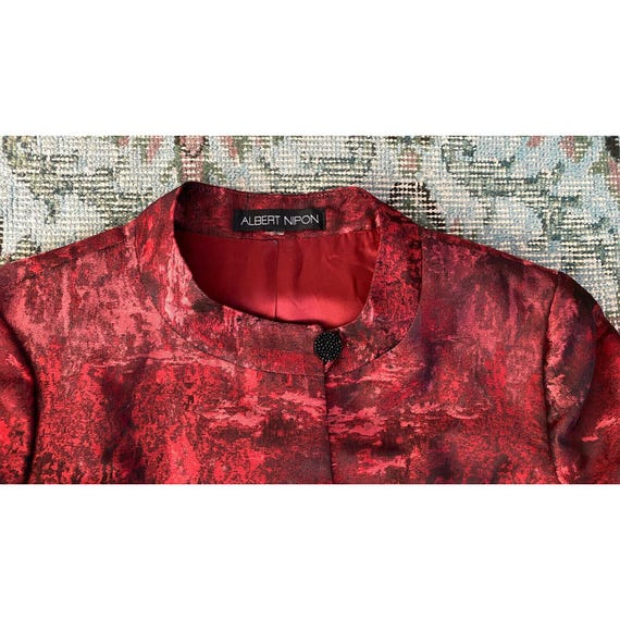 Albert Nipon Coat Sz M L Jacquard Button Lined Ne… - image 6