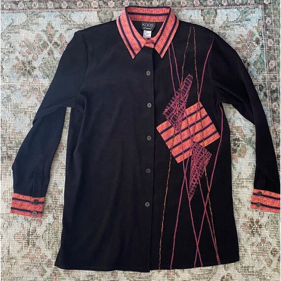 Koos of Course Shirt Sz M black Multi-Pattern Col… - image 5