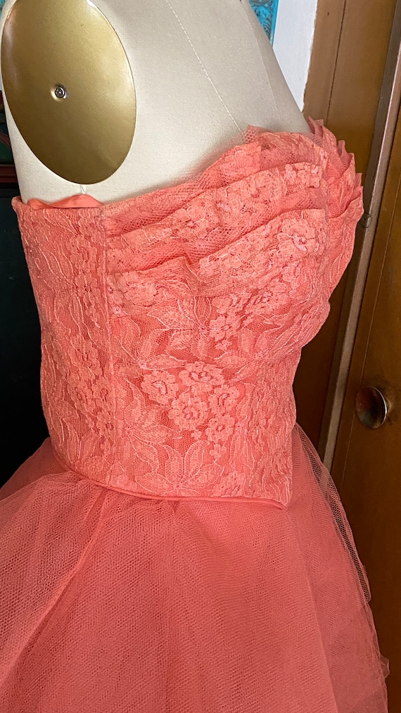 VTG Crinoline Tulle strapless Dress Sz 4 2 xs 26"… - image 4