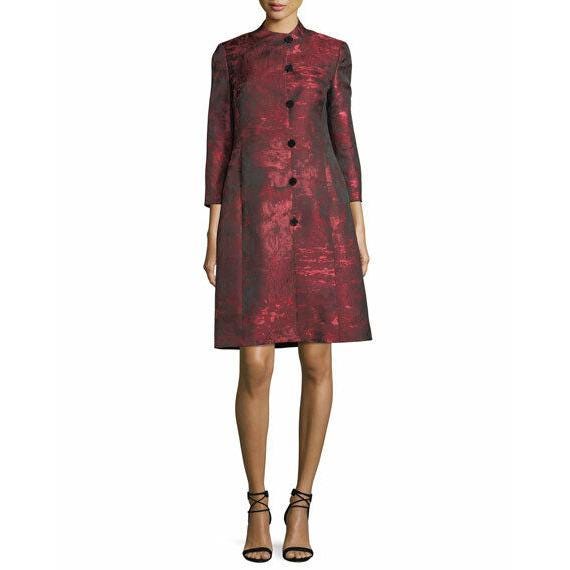 Albert Nipon Coat Sz M L Jacquard Button Lined Ne… - image 3