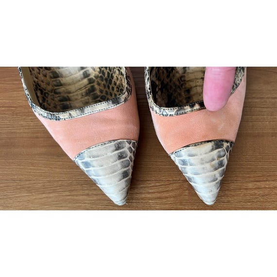 Manolo Blahnik Snake print Python salmon suede Sz… - image 4