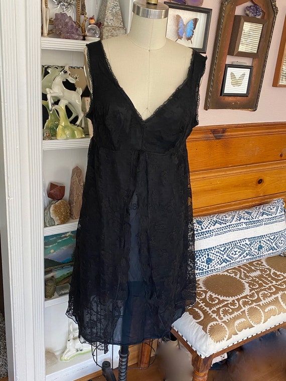 VTG Glydon's Hollywood black Negligee Lace Sz M L… - image 2