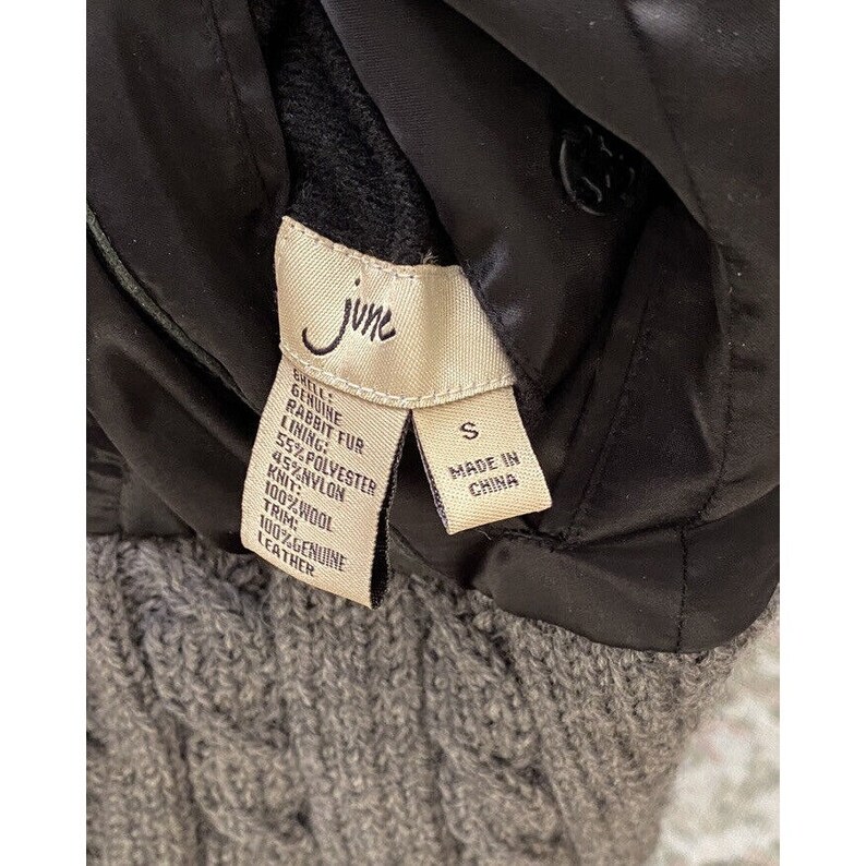 JUNE Rabbit FUR Reversible Jacket S satin Leather Bomber knit Anthropologie image 7