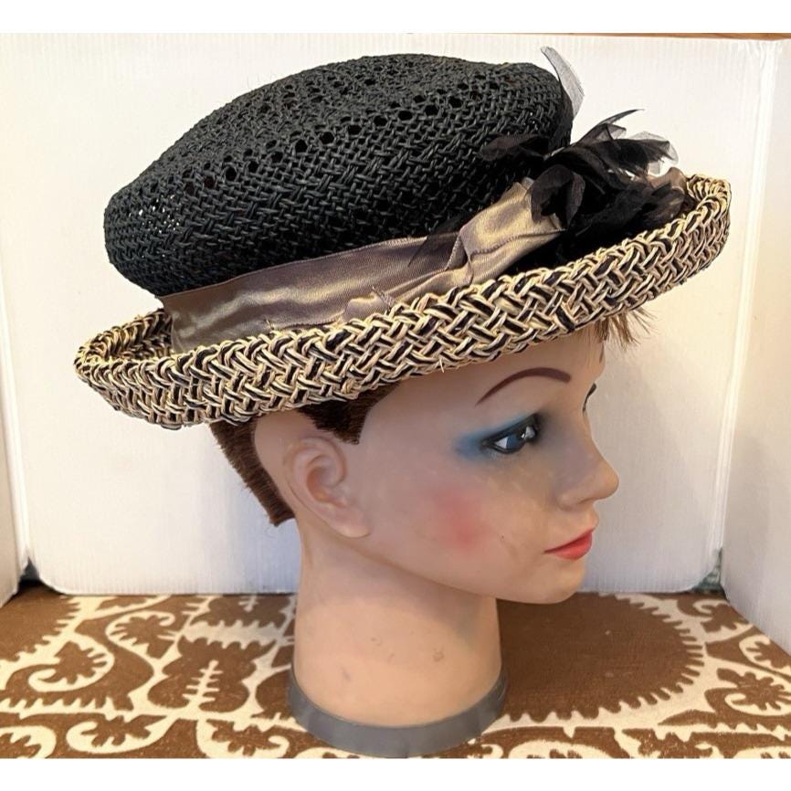 Ariane Millinery of Los Angeles Straw Hat Black Bow 3d  display picture 3