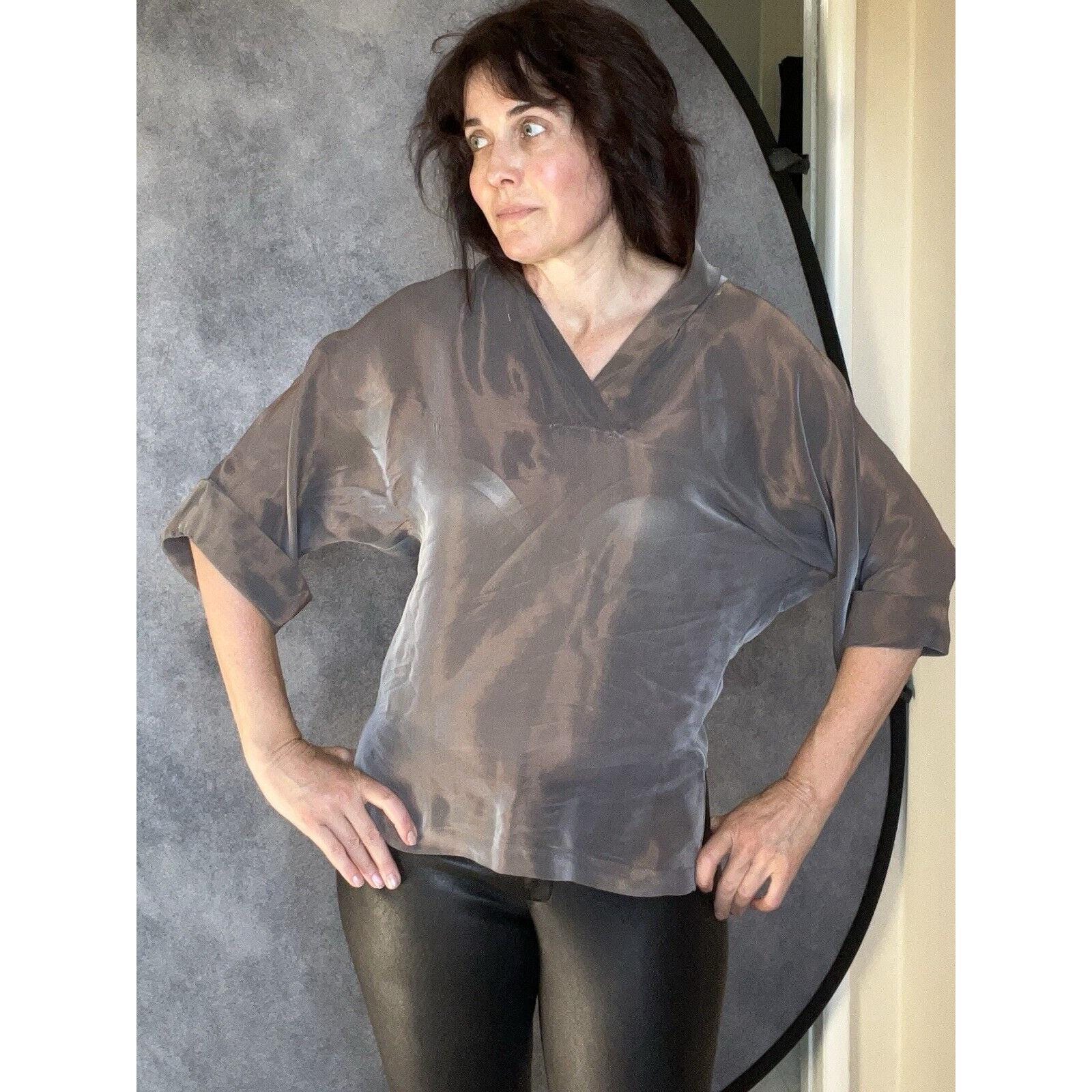 bronze satin top